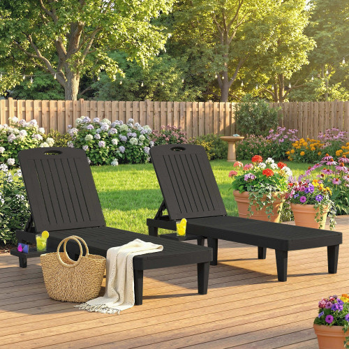 Outsunny Set De 2 Tumbonas De Jardín Exterior Reclinables Bandeja Lateral Gris