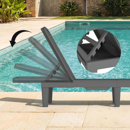 Outsunny Set De 2 Tumbonas De Jardín Exterior Reclinables Bandeja Lateral Gris