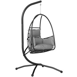 Outsunny Silla Colgante Con Soporte Cesta Plegable Reposacabezas Gris Oscuro