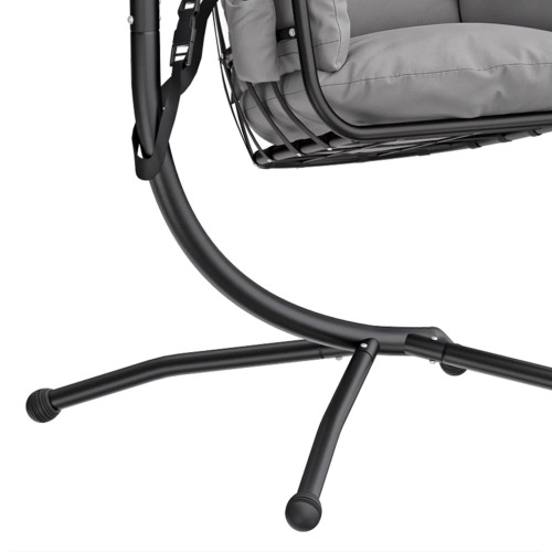 Outsunny Silla Colgante Con Soporte Cesta Plegable Reposacabezas Gris Oscuro