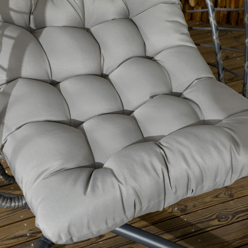 Outsunny Silla Colgante De Ratán Con Cojín Reposacabezas Gris Oscuro
