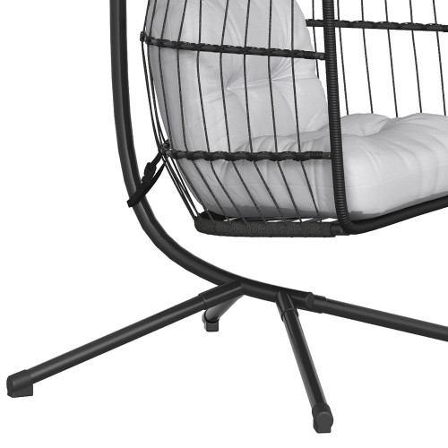 Outsunny Silla Colgante Huevo Con Soporte Cesta Plegable Cojín Altura Ajustable