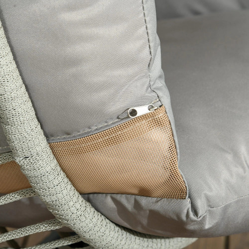 Outsunny Silla Colgante Huevo Con Soporte Cesta Plegable Cojín Gris Y Negro