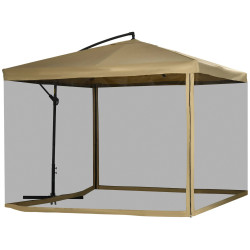 Outsunny Sombrilla De Jardín 296x296x265 Cm Inclinable Con Manivela Base Cruzada