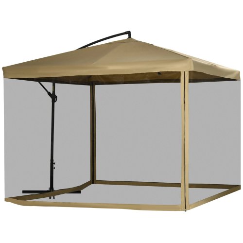 Outsunny Sombrilla De Jardín 296x296x265 Cm Inclinable Con Manivela Base Cruzada