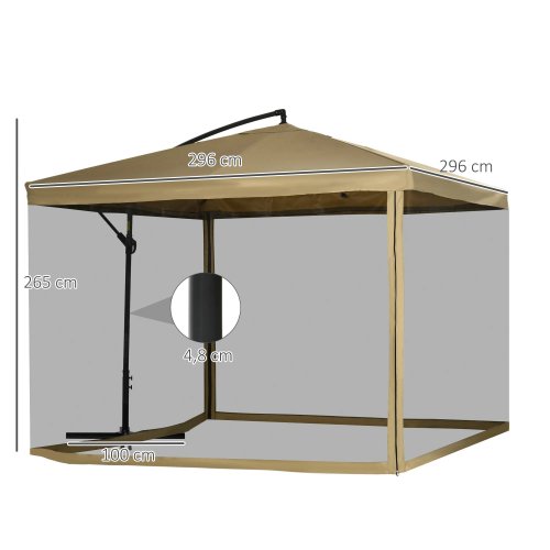Outsunny Sombrilla De Jardín 296x296x265 Cm Inclinable Con Manivela Base Cruzada