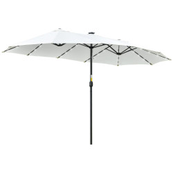 Outsunny Sombrilla Doble De Jardín Con 48 Luces Led Solar 450x265x240 Cm Crema