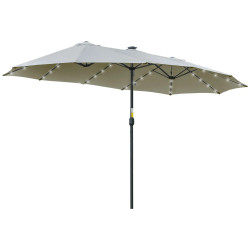 Outsunny Sombrilla Doble De Jardín Con 48 Luces Led Solar 450x265x240 Cm Gris