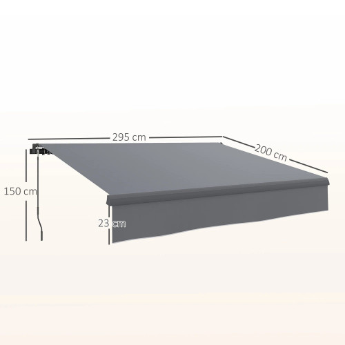 Outsunny Toldo Manual Retráctil 3x2 M Ajustable Con Manivela Protección Uv50+