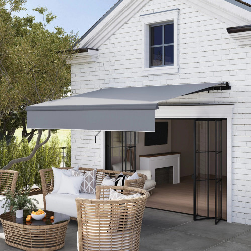 Outsunny Toldo Manual Retráctil 3x2 M Ajustable Con Manivela Protección Uv50+
