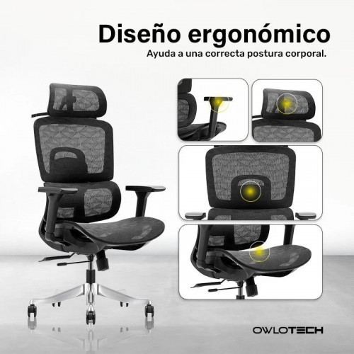 Owlotech Regal Silla Escritorio Ergonómica Mesh Negra