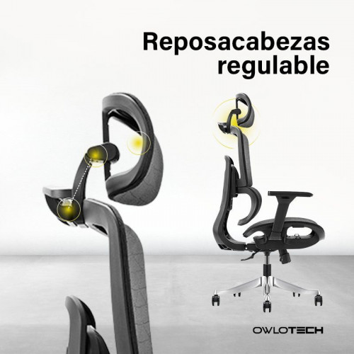 Owlotech Regal Silla Escritorio Ergonómica Mesh Negra