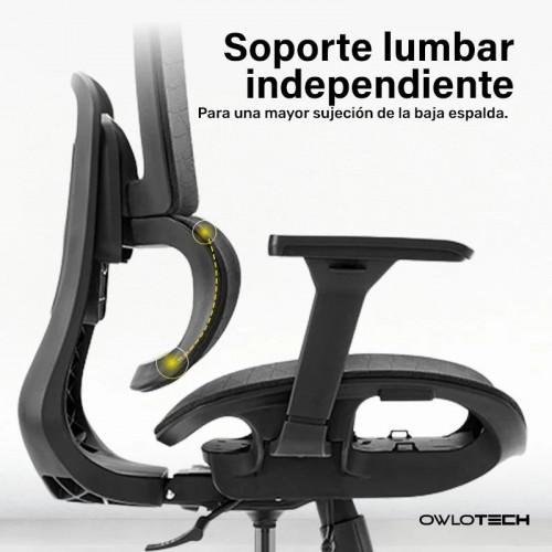 Owlotech Regal Silla Escritorio Ergonómica Mesh Negra
