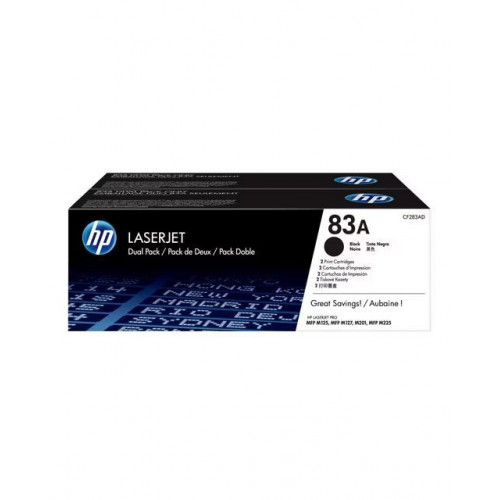 Pack 2 cartuchos de Tóner originales HP LaserJet 83A negro (CF283AD)