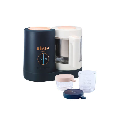 Pack Babycook Beaba Neo Night Blue con Tarros de vidrio (250 ml y 150 ml) Azul