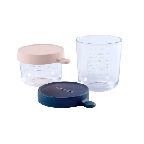 Pack Babycook Beaba Neo Night Blue con Tarros de vidrio (250 ml y 150 ml) Azul