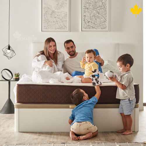 Pack Colchón Descansin + Canapé Abatible 135x190 | Color Blanco | Maxima Comodidad | Gran Almacenaje