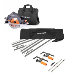 Pack Evolution - Sierra Circular R185CCSX+ de 185mm con Hoja Multi-material TCT y Bolsa de Transporte + Guía de Corte de 1,4m