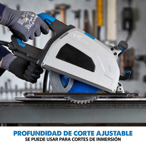 Pack Evolution - Sierra Circular S210CCS Evolution de 210mm para el Corte de Metal con Guía de Corte de 1,4 m