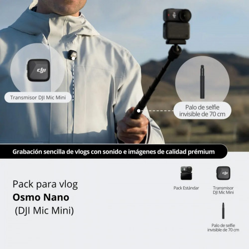 Pack para vlog Osmo Nano (128 GB, Transmisor DJI Mic Mini Infinity Black)