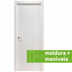 Pack puerta interior maciza NEW SAHARA de 72,5 cm DERECHA + molduras+ manivela (Envío gratis)