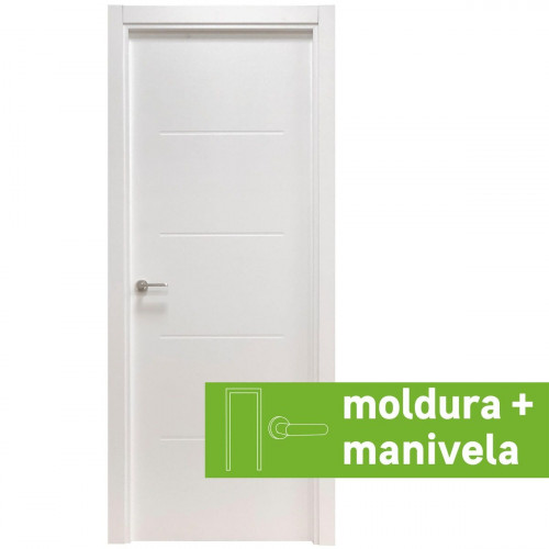 Pack puerta interior maciza NEW SAHARA de 72,5 cm DERECHA + molduras+ manivela (Envío gratis)