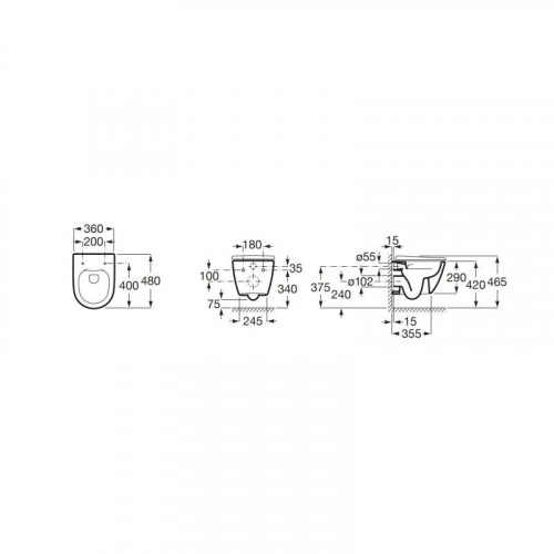 Pack Roca Ona: inodoro Rimless con fijaciones ocultas y asiento Soft Close, blanco (A346688000)