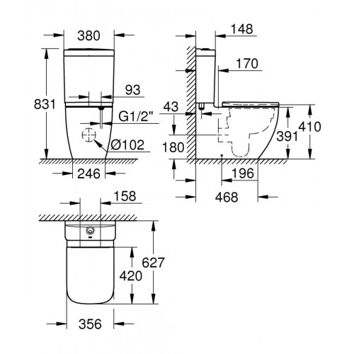 Pack WC GROHE Clova con tapa amortiguada blanco