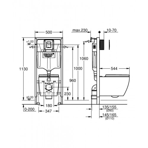 Pack WC suspendido GROHE Clova con tapa amortiguada blanco