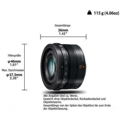 Panasonic LEICA DG SUMMILUX 15mm f1.7 ASPH (H-X015E)