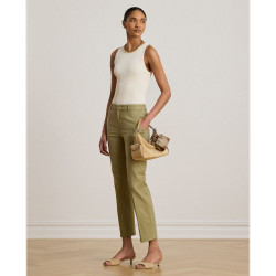 Pantalón recto de mujer de sarga Slim Fit Kaki