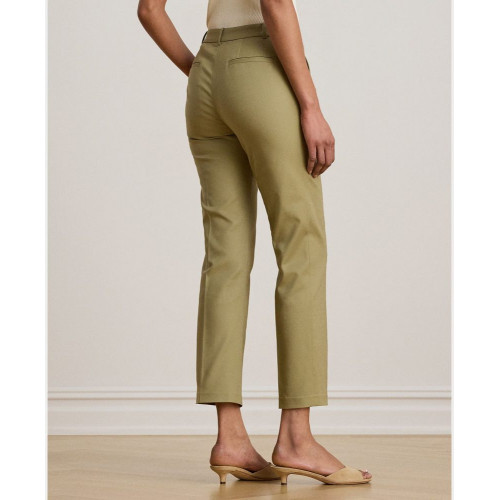 Pantalón recto de mujer de sarga Slim Fit Kaki