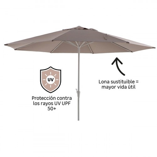 Parasol de jardín octogonal de aluminio NATERIAL Aura II tostado Ø 394 cm