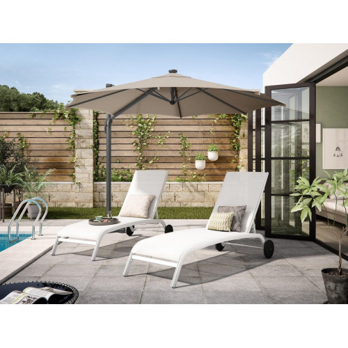 Parasol de mástil lateral / excéntrico octogonal de aluminio NATERIAL Avea marrón 287x287 cm