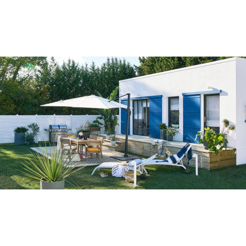 Parasol excéntrico de aluminio / acero NATERIAL Aura blanco 281x386.5 cm