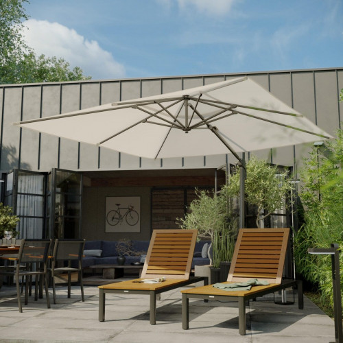 Parasol excéntrico de aluminio / acero NATERIAL Aura blanco 281x386.5 cm