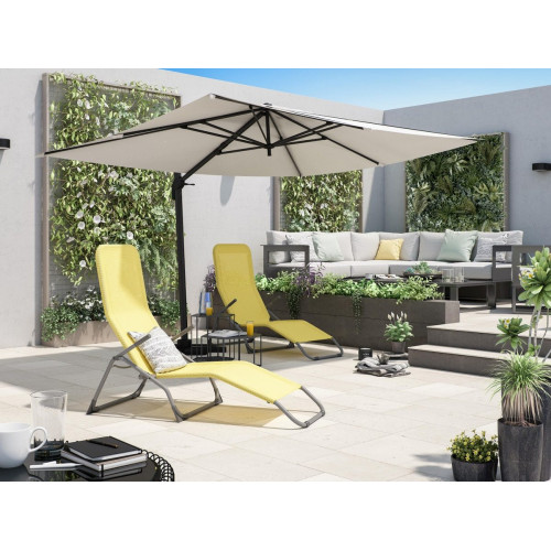 Parasol excéntrico de aluminio / acero NATERIAL Aura blanco 281x386.5 cm