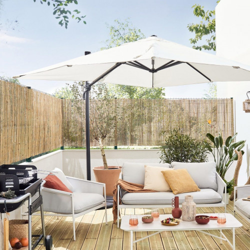 Parasol excéntrico de aluminio / acero NATERIAL Aura blanco 286x286 cm