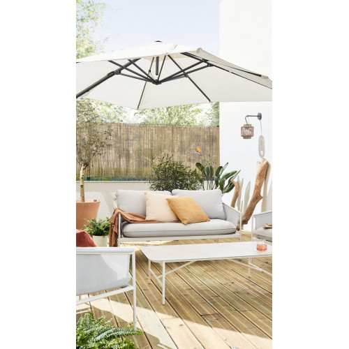 Parasol excéntrico de aluminio / acero NATERIAL Aura blanco 286x286 cm