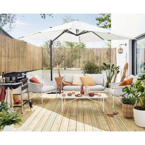 Parasol excéntrico de aluminio / acero NATERIAL Aura blanco 286x286 cm