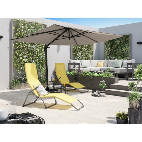 Parasol excéntrico de aluminio / acero NATERIAL Aura marrón 281x386.5 cm