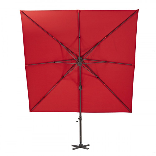Parasol excéntrico de aluminio / acero NATERIAL Aura rojo 286x286 cm