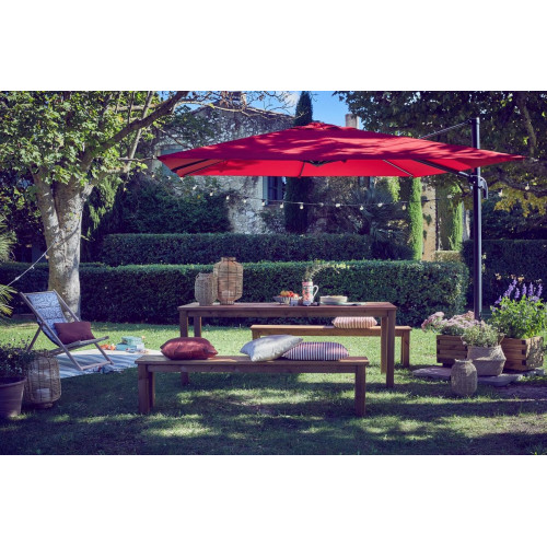 Parasol excéntrico de aluminio / acero NATERIAL Aura rojo 286x286 cm