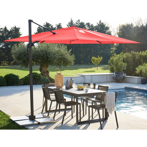 Parasol excéntrico de aluminio / acero NATERIAL Aura rojo 286x286 cm