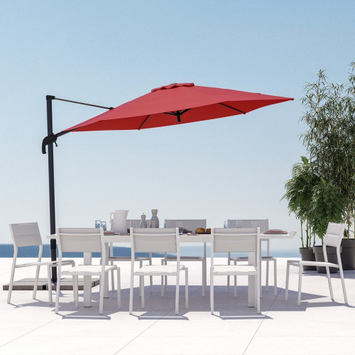 Parasol hexagonal de aluminio / acero NATERIAL Avea rojo Ø 289 cm