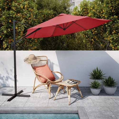 Parasol hexagonal de aluminio / acero NATERIAL Avea rojo Ø 289 cm