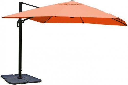 Parasol voladizo Con base en cruz y placa giratoria de 3 x 3 m