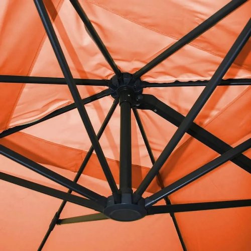 Parasol voladizo Con base en cruz y placa giratoria de 3 x 3 m