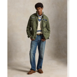 Parka de hombre de algodón con parches Verde militar