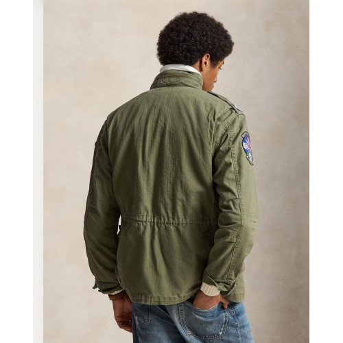 Parka de hombre de algodón con parches Verde militar